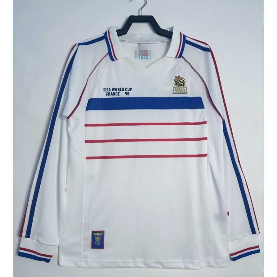 1998 Maillot France Extérieur Retro Manches Longues
